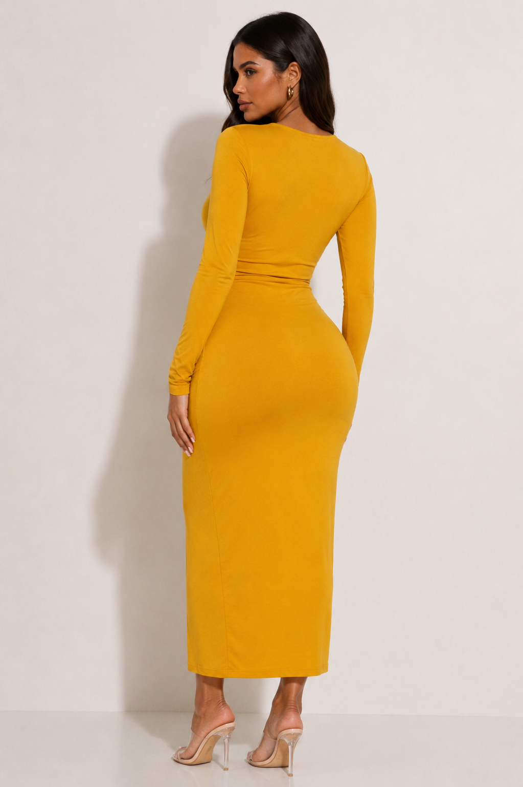 VESTIDO MIDI MOSTAZA ELEGANCE
