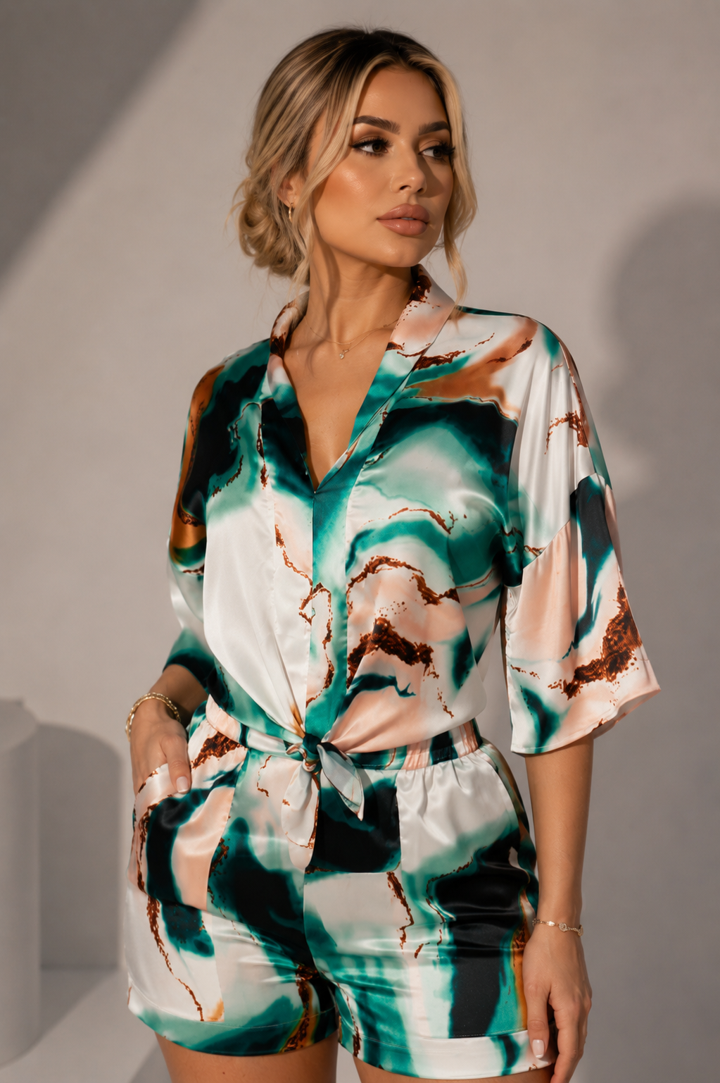 SET SATIN EMERALD PRINT